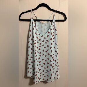 LOFT Blue Top with Red Pattern